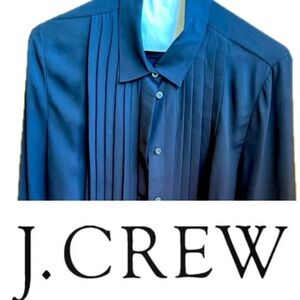 JCREW Black Pleated Tuxedo Blouse Long Sleeve- SZ8